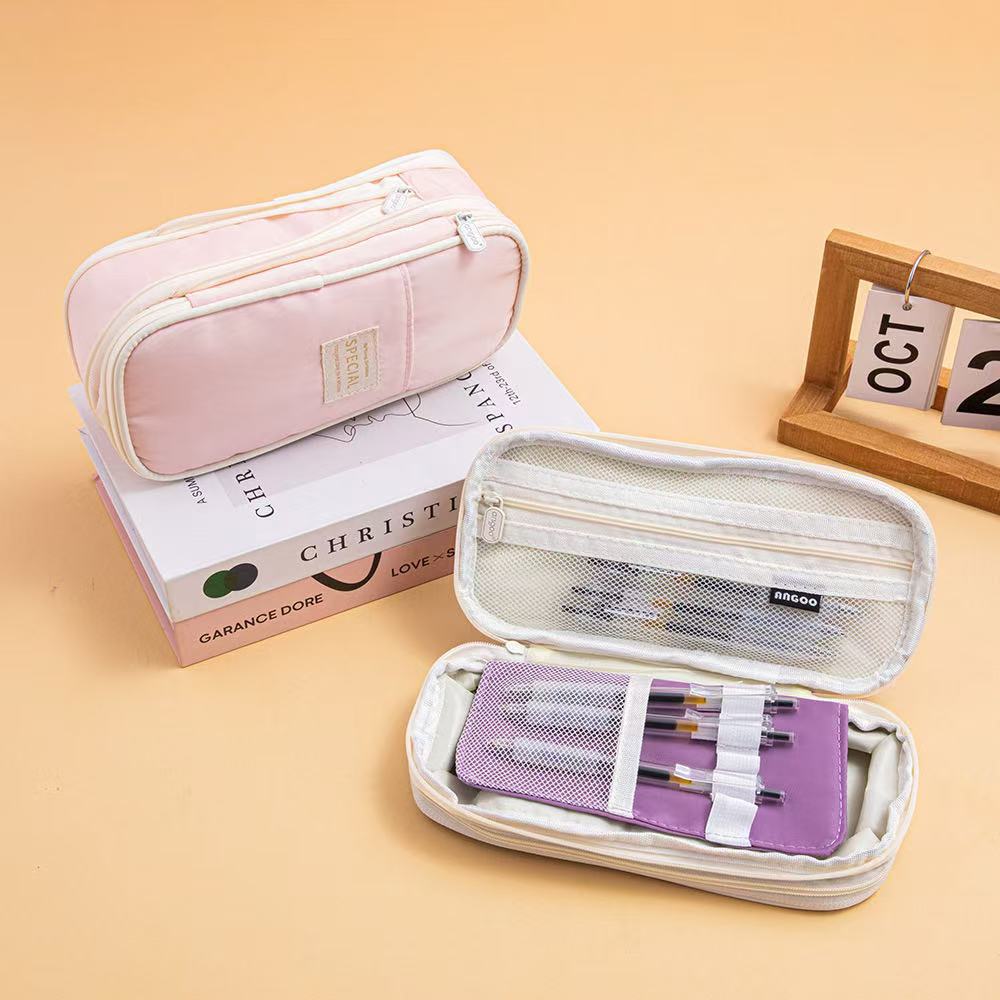 Casual Pencil Case, Large-Capacity Stationery Box, Good-Looking High School Student Ins-Style Student Stationery Bag, Stain-Resistant Primary School Pencil Case