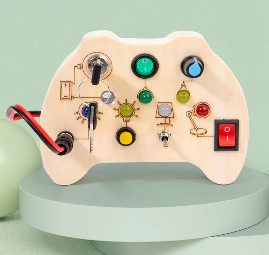 Children's Montessori Early Education Simulation Driving Steering Wheel Digital Switch Light Sound Busy Board Science and Education Aids Educational Toys