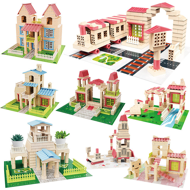 Cross-border New Products Mason Brick Building Mini Brick Hand-assembled Building House Villa Model Toys