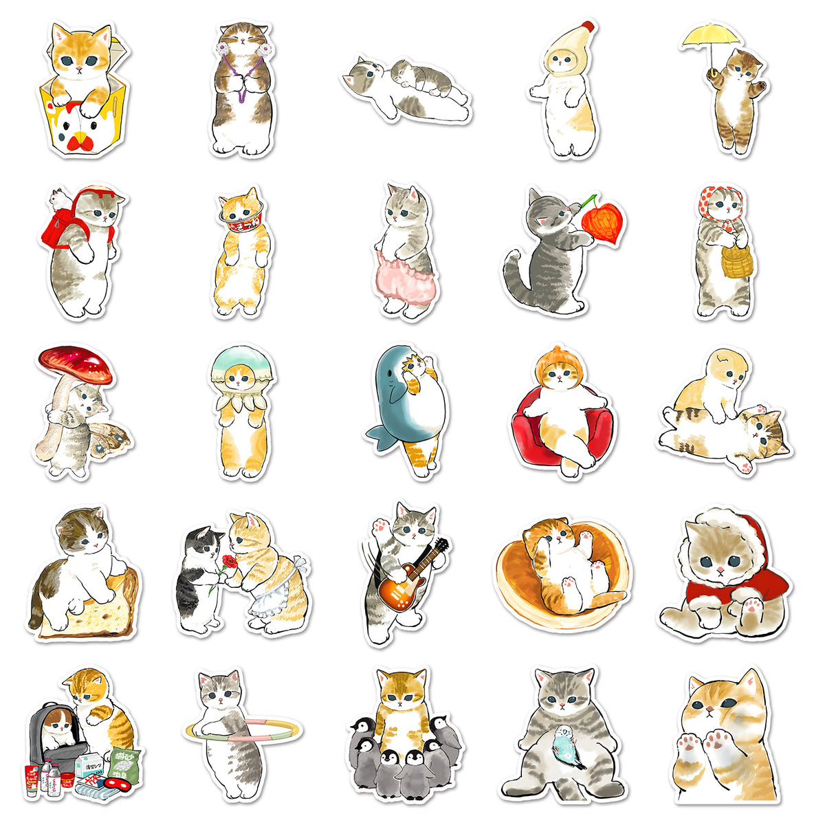 100 hand-painted kitten stickers cartoon cute Q version animal graffiti notebook stationery stickers goo card decoration