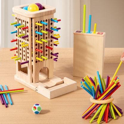 Early Education Children's Three-in-One Stick Game Baby Stick Color Classification Pitching Montessori Wooden Toys