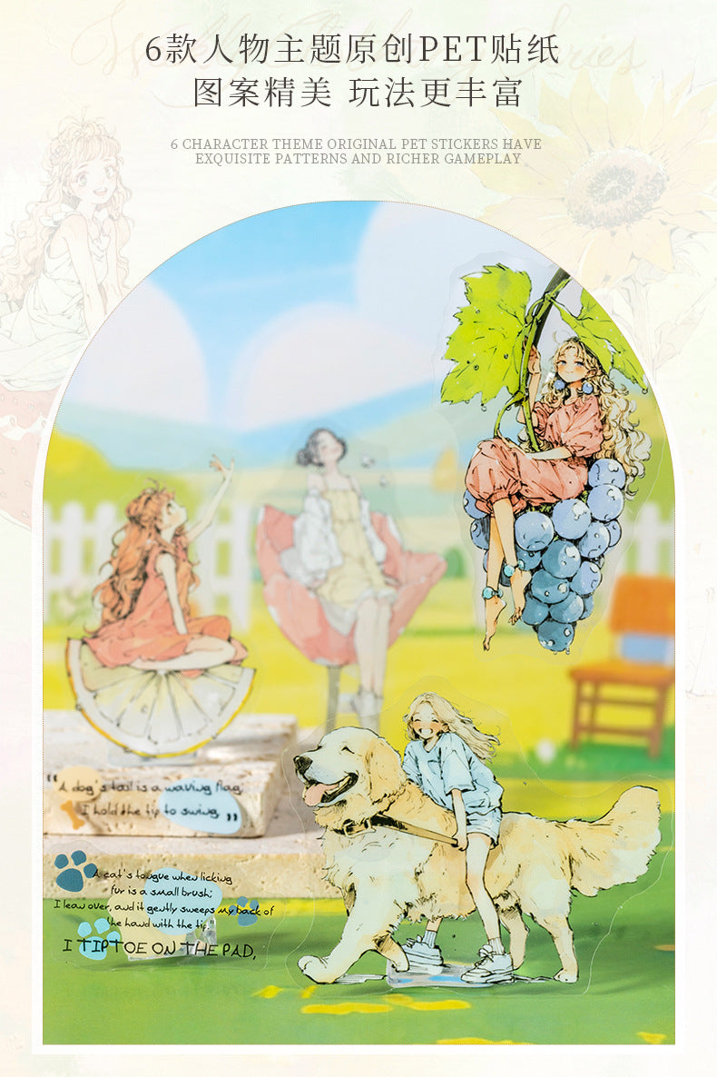 Duoduo's Big World Character Pet Die-Cut Stickers Healing Girl Large Size Basic Material Stickers for Journals