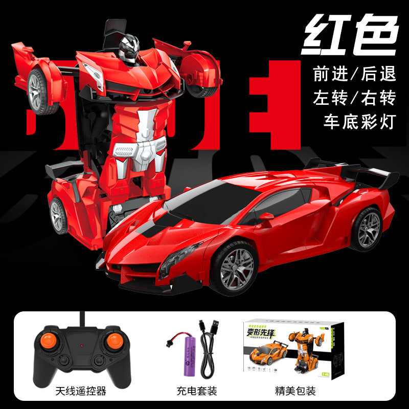 Cross-Border Rc One-Click Deformation Car Electric Robot Model Boy King Kong Kidsren's Toy Rechargeable Remote Control Car
