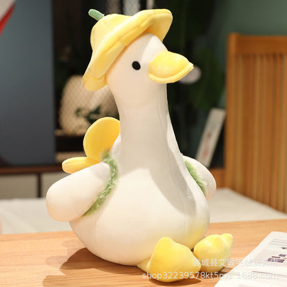 Cute Flower Duck Stuffed Toy Girly Heart Doll Children's Doll Sleeping Pillow Doll for Girl's Birthday Gift