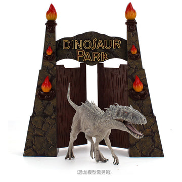Animal Jurassic simulation farm scene sand table decoration fence large door frame dinosaur model toy