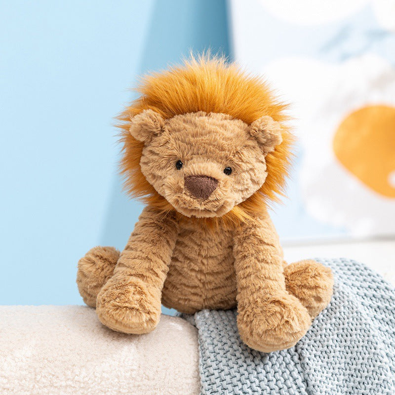 British Jelly Wave Series Curly Lion Monkey Plush Toy Wave Hair Dragon Doll Curly Highland Cow