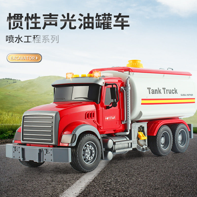 Cross-border simulation trailer toy inertia flat rescue large engineering car boy road transport toy car wholesale