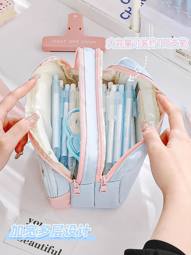 Large and Small Color Matching O00 Pencil Bag Transparent Large Capacity Stationery Bag Creative Multifunctional Stationery Bag Ins Japanese Style High Value