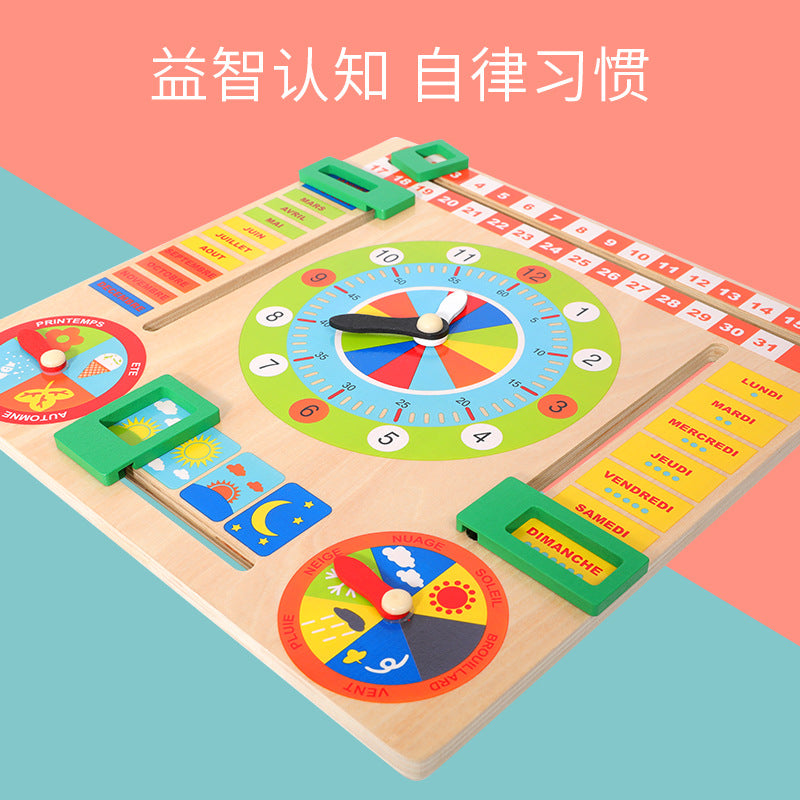 Children's Clock Teaching Aids Montessori Calendar Clock Board Children's Learning Time Clock Cognition Kindergarten Early Education Toys