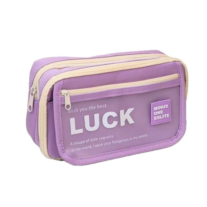 Flip-Top Pencil Case Ins Style High School Student New Style Pencil Case for Girls Male Large Capacity Stain-Resistant Simple Stationery Box