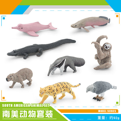 Cross-border simulation South American animal crocodile dolphin capybara horn carving sloth anteater Jaguar model desktop decoration