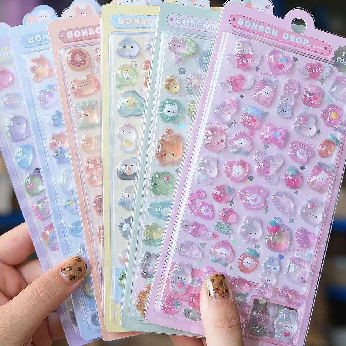 High-Quality Second-Generation Cartoon 3D Relief Hollow Stickers Cute Reward 3D Stickers Wholesale