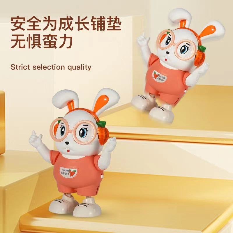 Stall explosions cute rabbit singing and dancing robot toy lighting music 1-year-old baby interactive head-up training