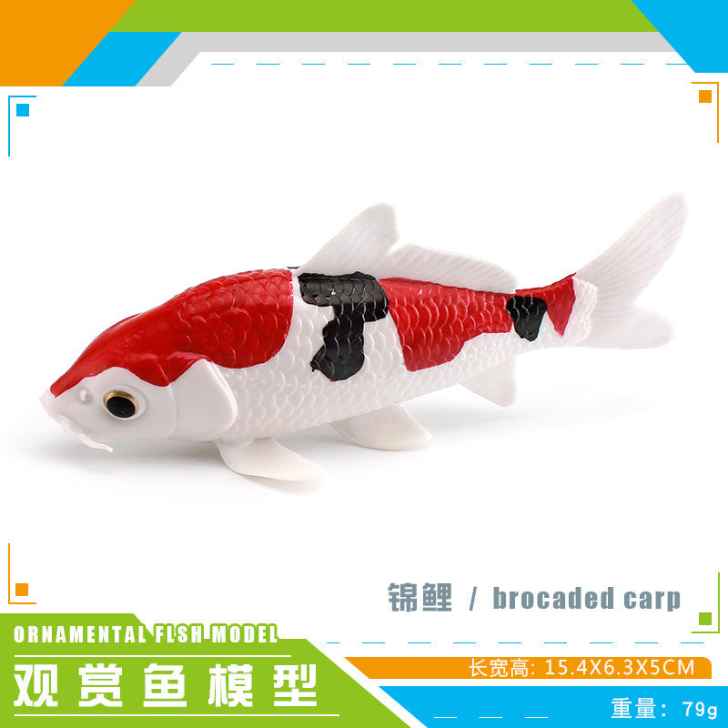 Cross-border export simulation ornamental fish with base model mini goldfish Koi set Marine static ornaments toy