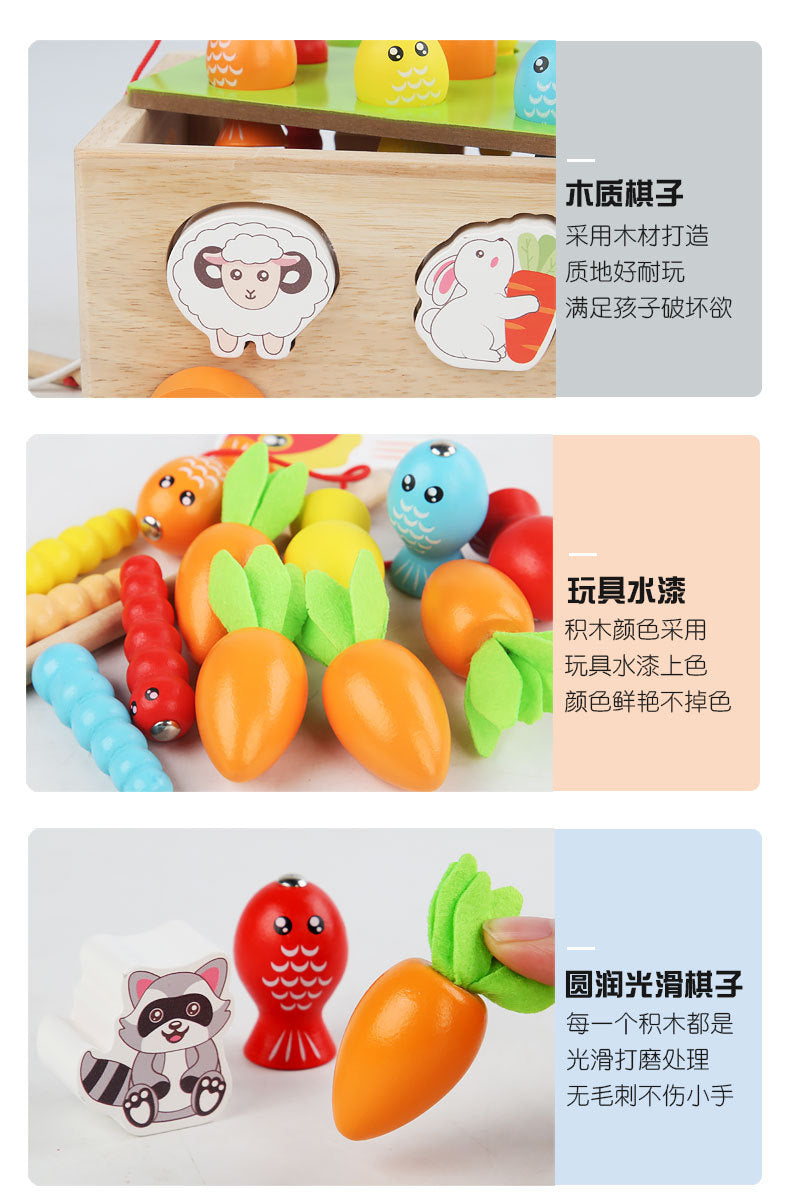 3 Cross-Border Kidsren's Educational Toys Farm Orchard Shape Building Blocks Matching Insect Catching and Carrot Pulling Intelligence Box Toys