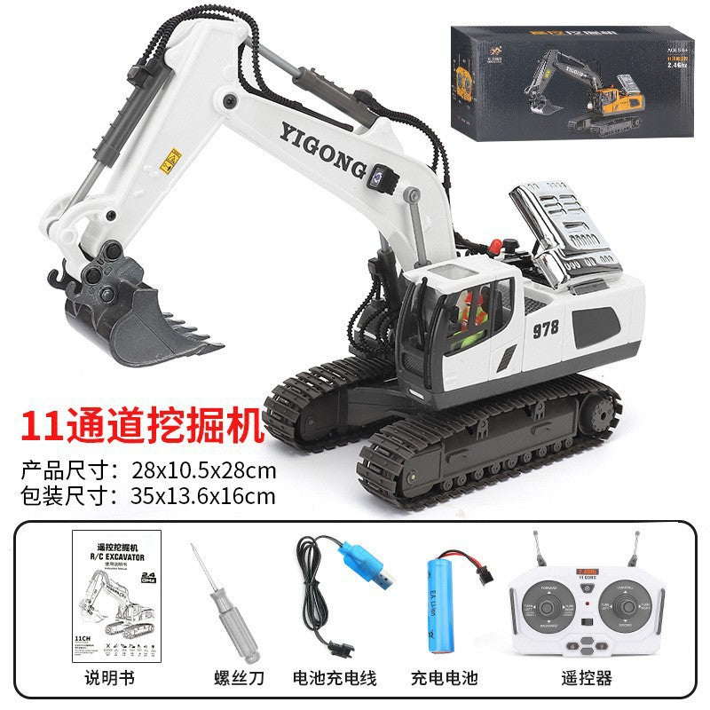 Children's remote control dump truck toy boy dump truck model excavator engineering transporter truck alloy excavator