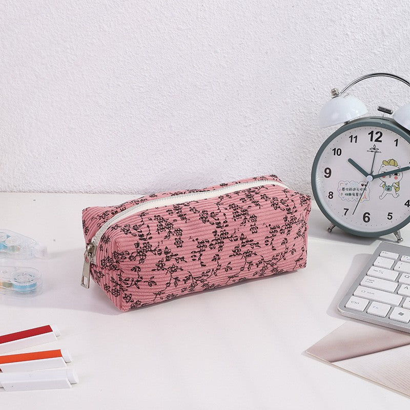 2025 New Small Floral Pencil Bag, Simple and High-Looking Student Stationery Bag, Large Capacity Pencil Bag, Makeup Storage Bag