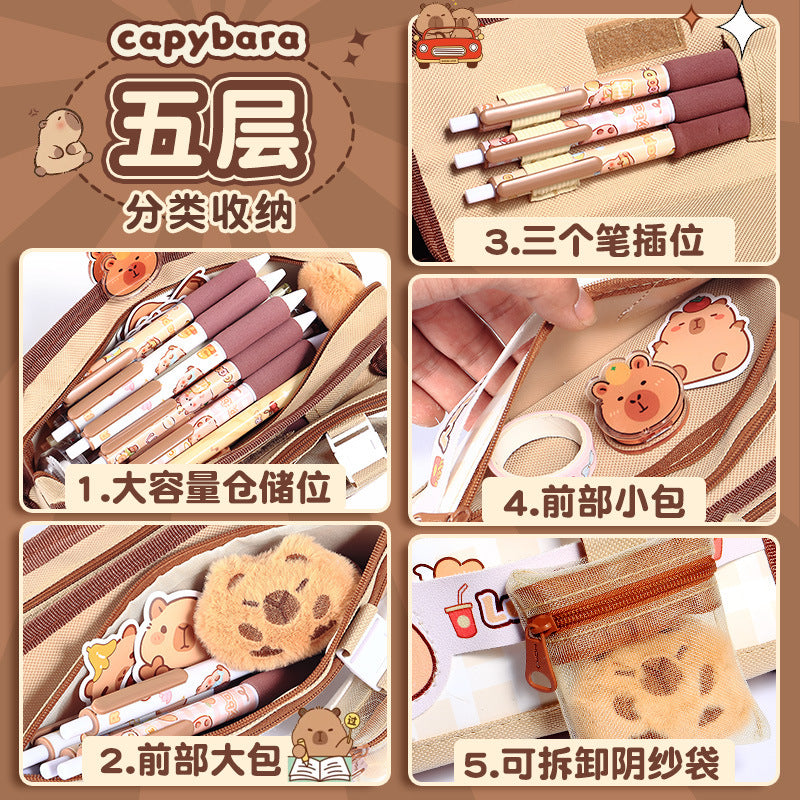 Kapibala Plush Doll Doll Back-To-School Gift Package Primary School Souvenir Birthday Gift Plush Stationery Set