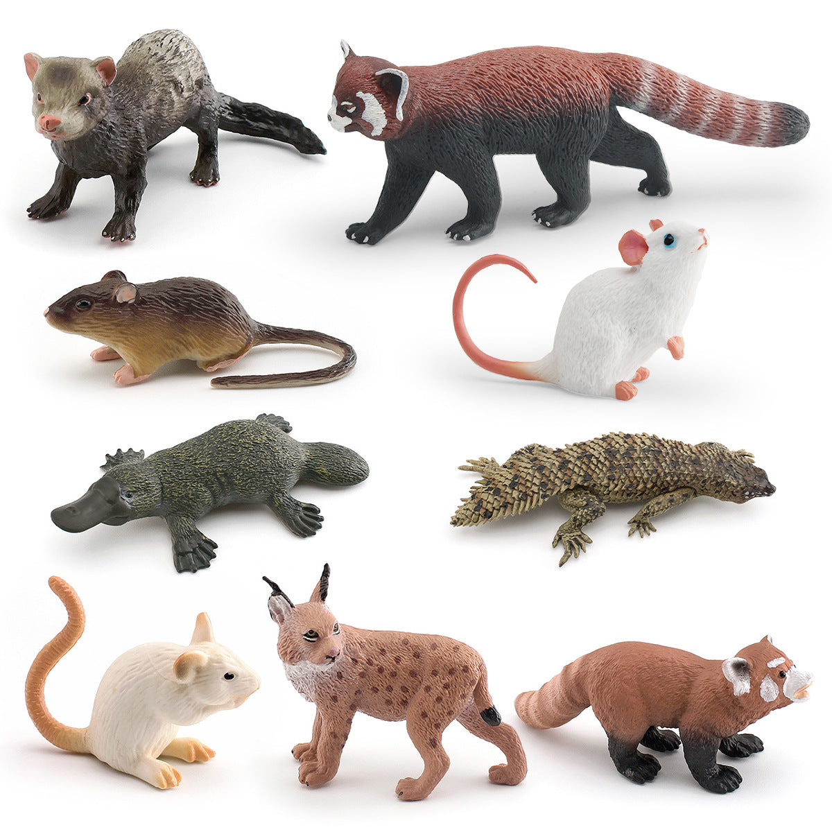 Cross-border simulation short tail bobcat panda mouse platypus ferret Thorn tail rock lizard wild animal model ornaments