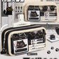 Cat Pencil Case, High Aesthetic Value, Large Capacity, Ins-Style Transparent Korean Version Storage Bag, Cool Black Style Stationery Bag for Study and Office Use