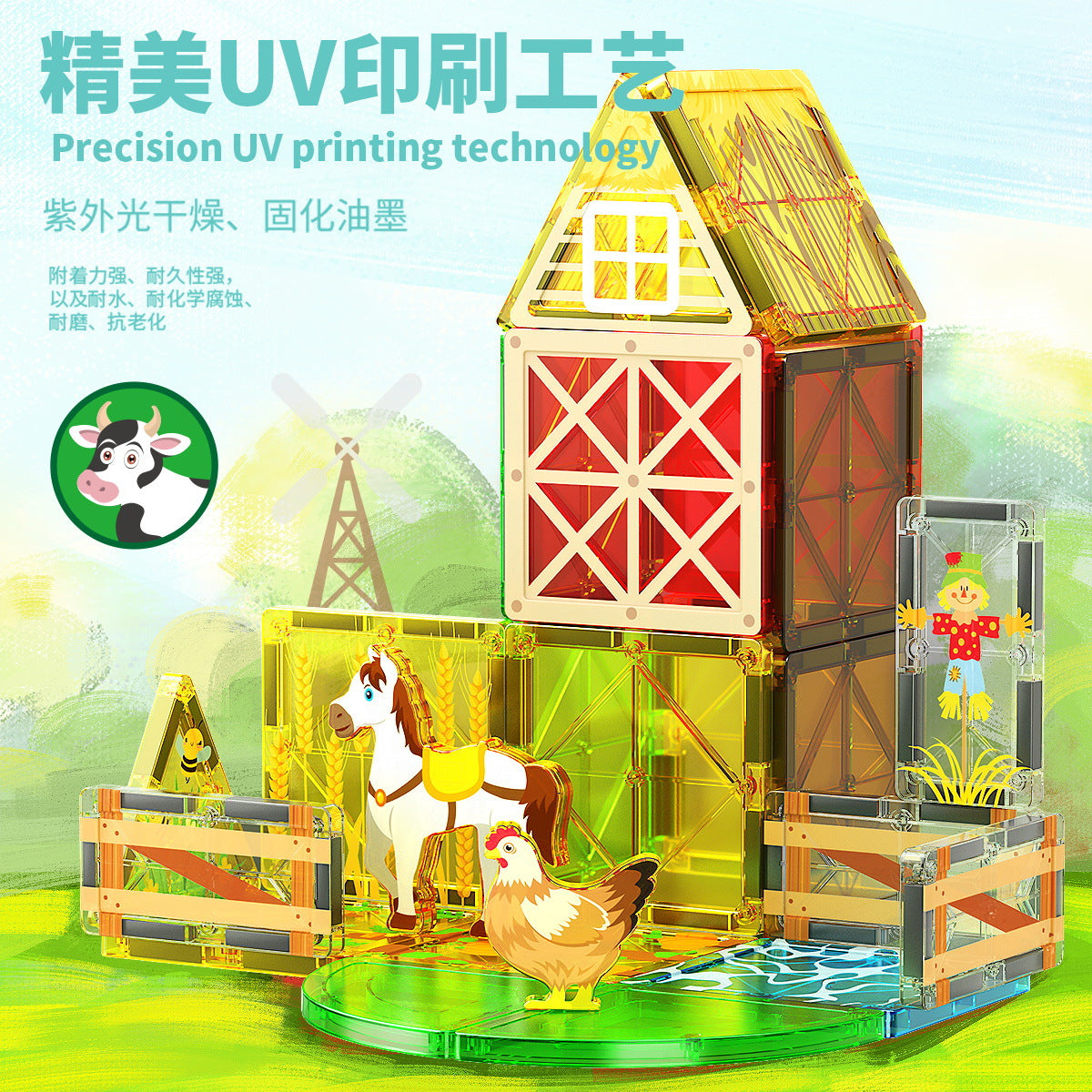 Girls Color Window Magnetic Sheet Kidsren's Zoo Engineering Vehicle City Crane Scene Strong Magnetic Refill Kidsren's Puzzle
