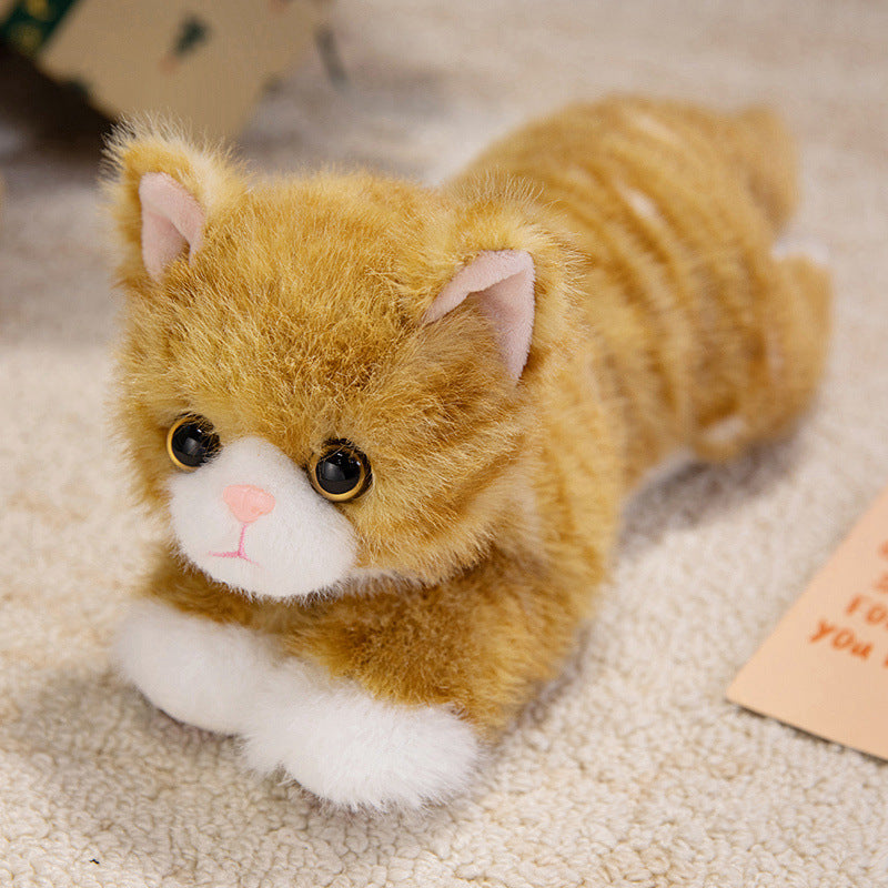 Cute Artificial Cat Doll, Lying Cat Plush Toy Doll, Kidsren's Comfort Rag Doll, Birthday Gift for Girls