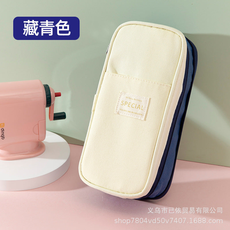 Large-Capacity Retractable Pencil Case Stationery Box in Japanese and Korean Style, Macaron Color, Upgraded Version for Primary and Secondary School Students, in Stock