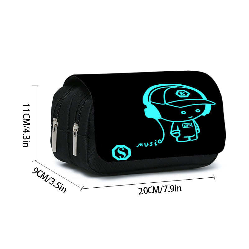 Headphone Listening Pen Bag DIY Double-Layer Flip Pen Box Student Kidsren's Trendyy Pencil Stationery Bag Large Capacity