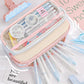 Large and Small Color Matching O00 Pencil Bag Transparent Large Capacity Stationery Bag Creative Multifunctional Stationery Bag Ins Japanese Style High Value