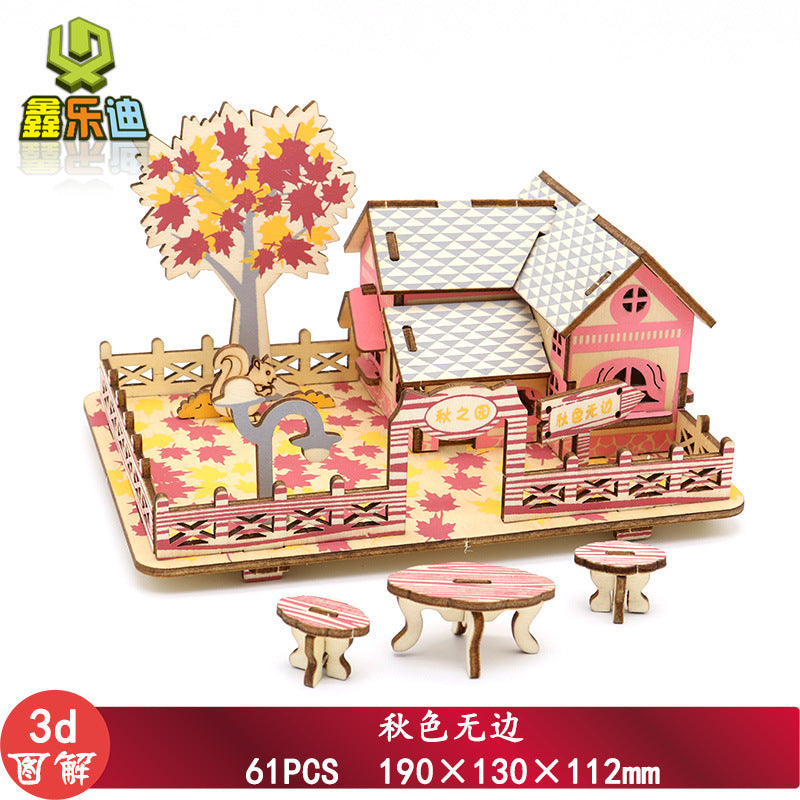 diy hut assembled small house model children's puzzle handmade three-dimensional jigsaw puzzle stall children's toys