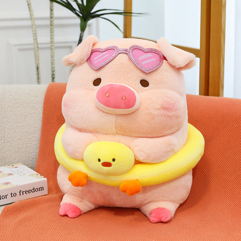 Cross-Border New Style Swimming Ring Lulu Pig Plush Toy Cute Donut Panda Pig Doll Children's Pillow Gift