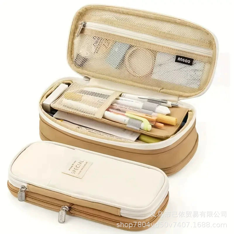 Oxford Cloth Large-Capacity Double-Zipper Multi-Layer Pencil Case Multi-Functional Stationery Box for Primary and Secondary School Students in the Back-To-School Season Wholesale from Manufacturers
