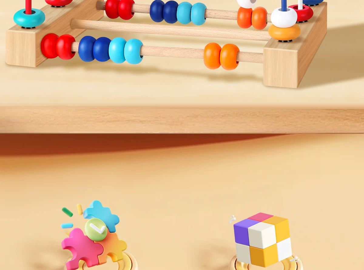 Children's Wooden Multi-Functional Threading Large Bead Color Recognition Early Education Building Blocks Matching Parent-Child Interactive Educational Toys
