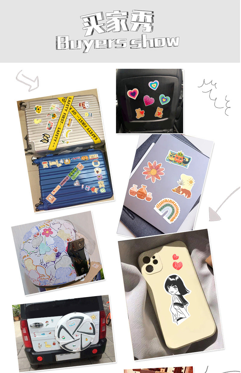 100 hand-painted kitten stickers cartoon cute Q version animal graffiti notebook stationery stickers goo card decoration