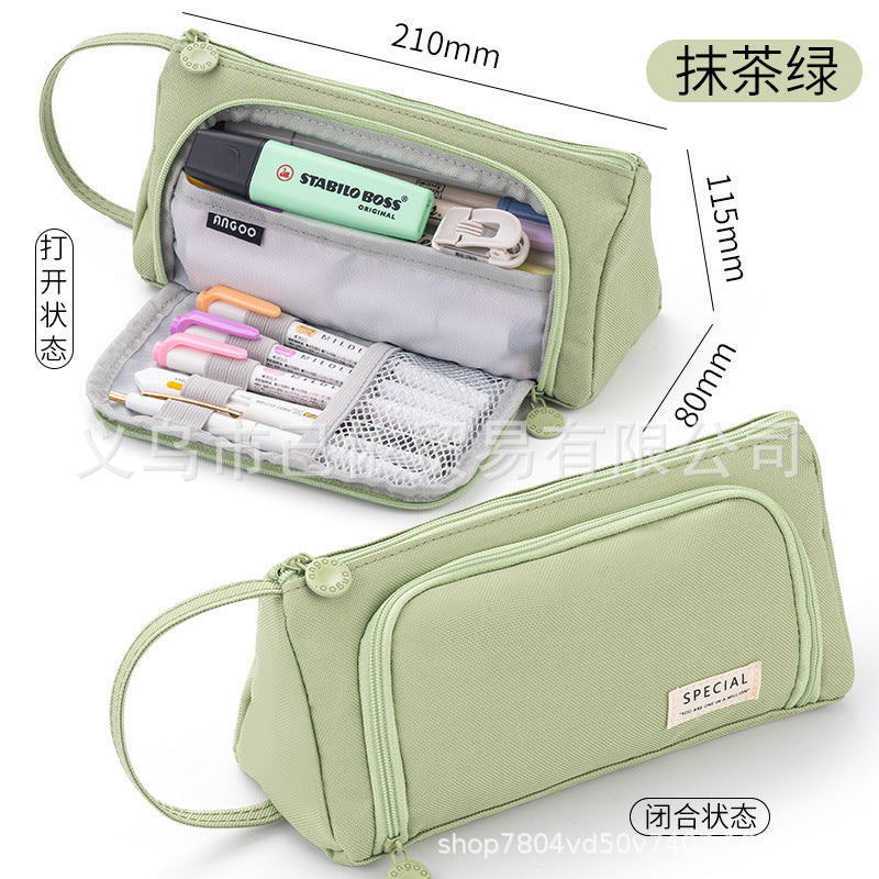 Triangular Pencil Case with Large Capacity and Multi-Functional Features, Korean-Style Ins-Style Stationery Box for Middle and High School Students, Direct from the Manufacturer