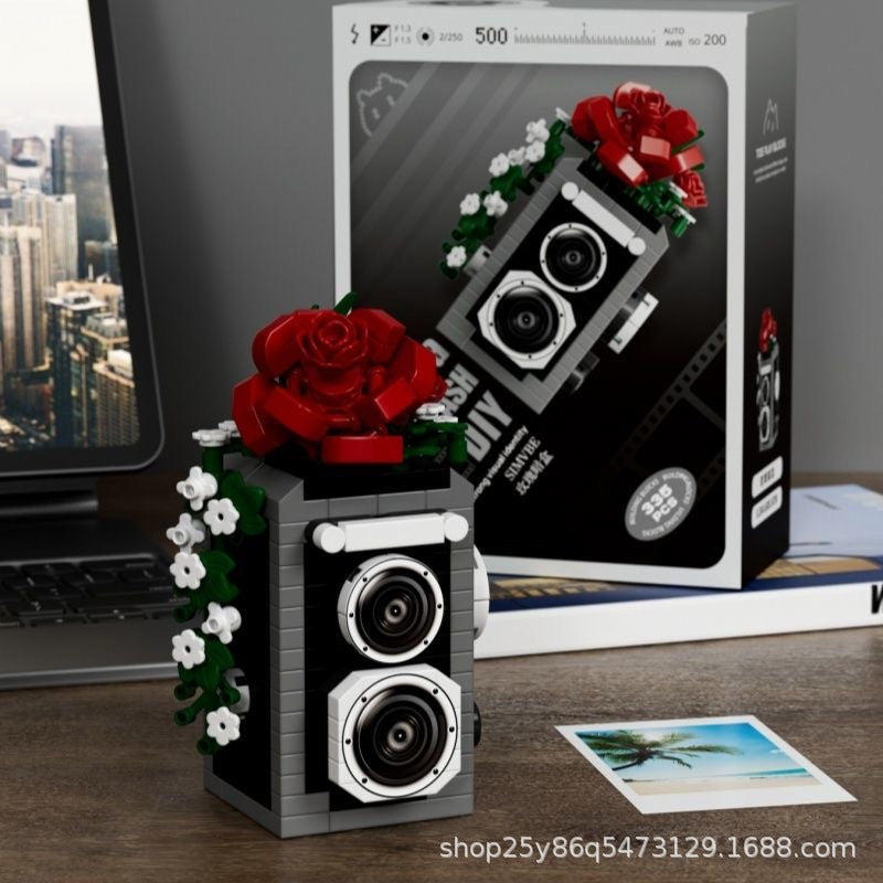 Compatible with Lego Building Blocks Mechanical Universe Retro Camera Assembled Handmade Toy Model Ornaments Children's Gift