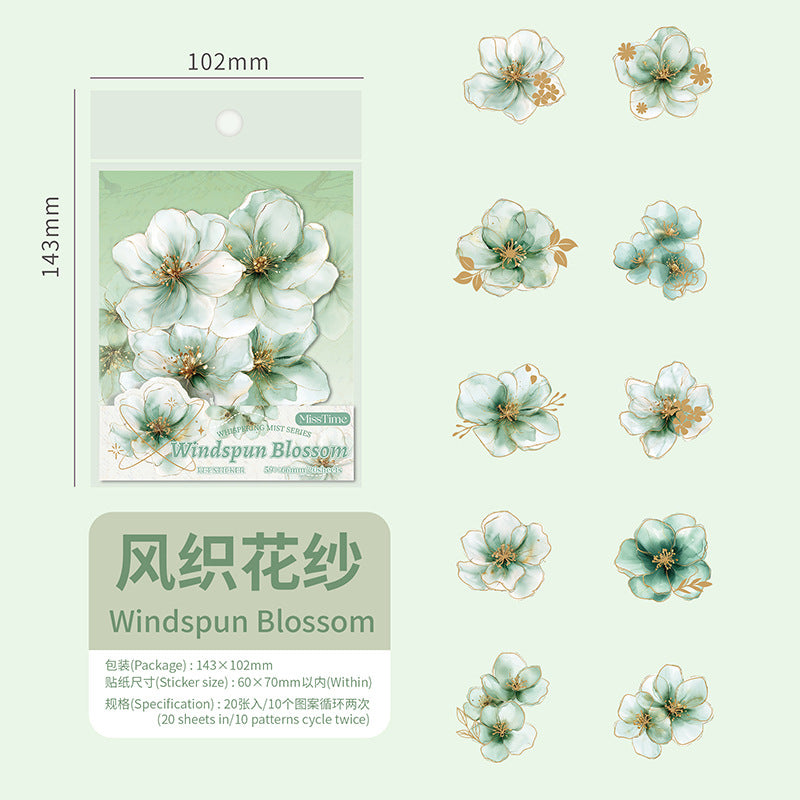 Pick up Pet Flower Sticker Pack, Hot Stamping Handbook DIY Decorative Material Stickers, 20 Pieces in Cross-Border 6 Styles
