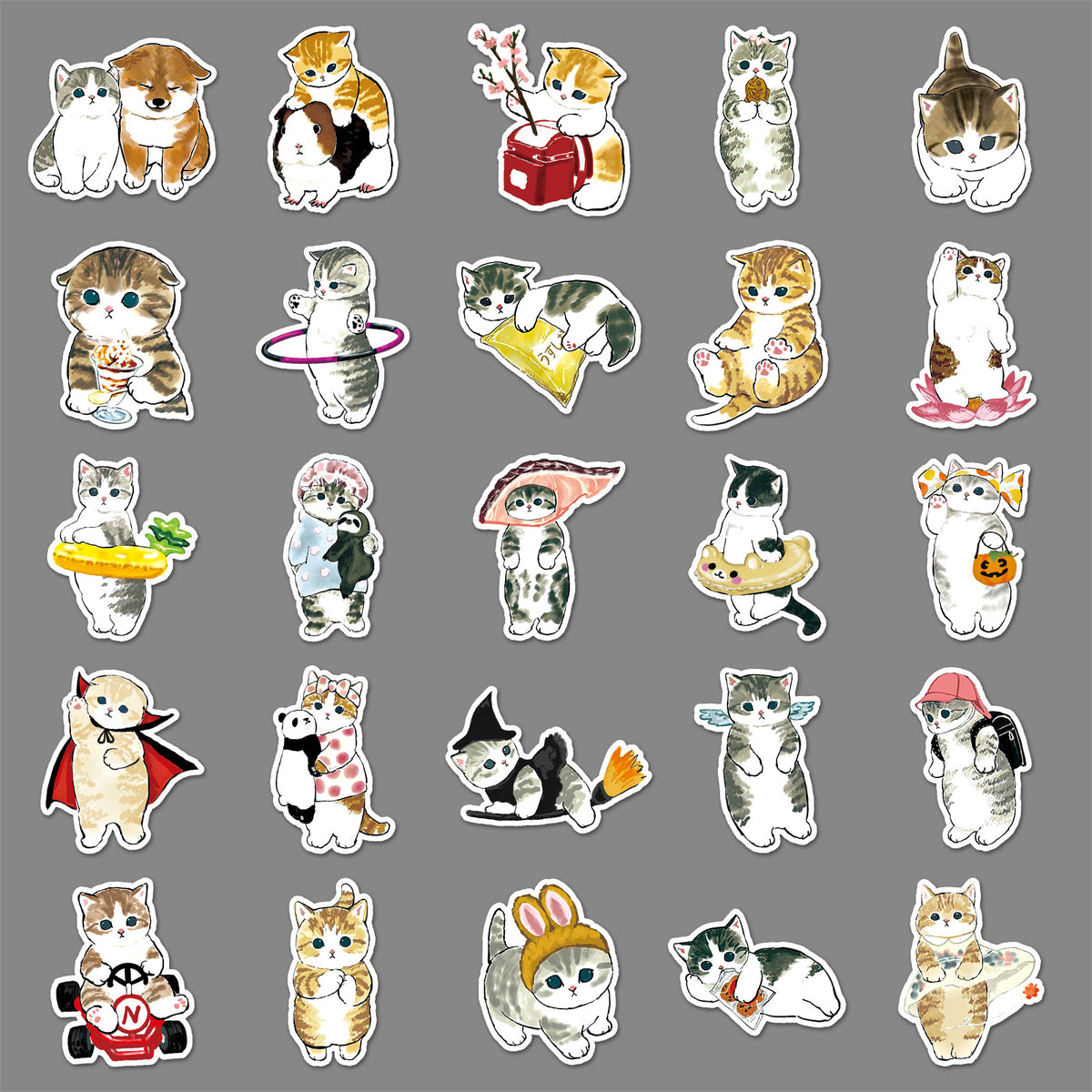 100 hand-painted kitten stickers cartoon cute Q version animal graffiti notebook stationery stickers goo card decoration