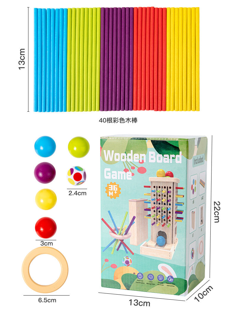 Early Education Children's Three-in-One Stick Game Baby Stick Color Classification Pitching Montessori Wooden Toys