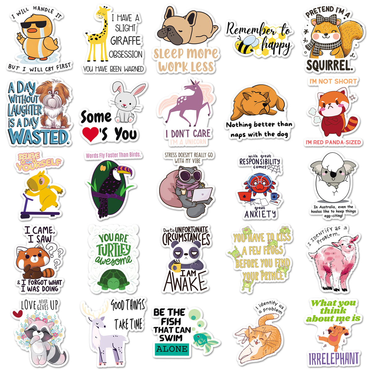 50 cartoon animal quotation stickers text creative graffiti notebook mobile phone book goo card suit stickers
