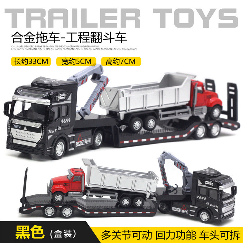 English packaging cross-border children alloy car vehicle trailer fire truck tank excavator pull back toy car