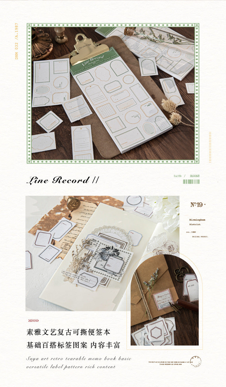 Sugar poem label note book time recorder original retro literature DIY material decoration base note paper