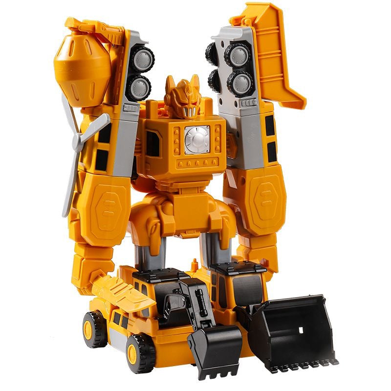 Cross-border children's magnetic splicing toy car boy magnetic block assembly engineering vehicle deformation robot 3 a 6 years old