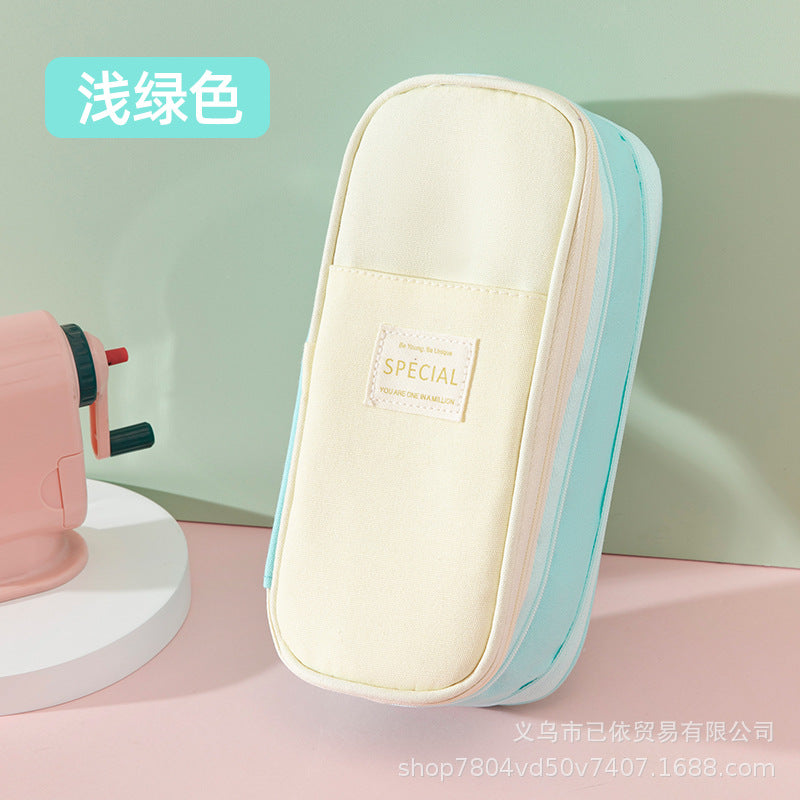 Large-Capacity Retractable Pencil Case Stationery Box in Japanese and Korean Style, Macaron Color, Upgraded Version for Primary and Secondary School Students, in Stock