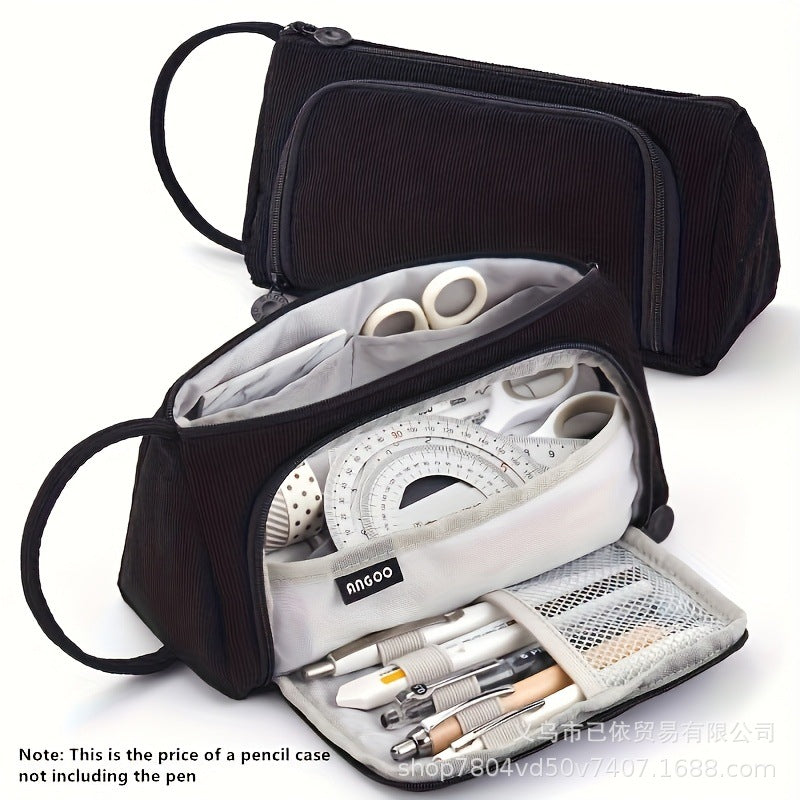 Oxford Cloth Pencil Case with Large Capacity and Multi-Layer Design, Stationery Box for Primary and Secondary School Students, High Aesthetic Value, Simple and Waterproof, Direct from the Source Factory