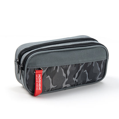 Camouflage Double Layer Pencil Case Boy Junior Senior high school Student Stationery Bag Simple Stationery Pencil Storage Pencil Case Cross-border in stock