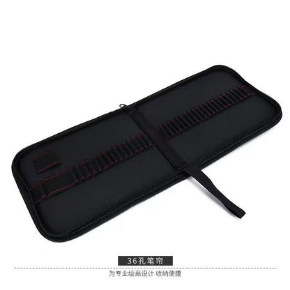 Art Sketch Pen Bag 36/48/72/120 Holes Foldable Zipper Style Pen Roll Colored Pencil Storage Bag Manufacturer Supply
