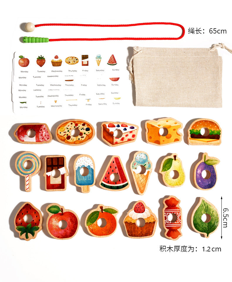 Wooden Greedy Caterpillar Stringing and Beading Game Concentration Logical Thinking Training Kidsren's Toys Montessori Teaching Aids