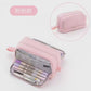 Cross-Border Color-Blocked Retractable Pencil Case, Large-Capacity Stationery Bag, Multifunctional Double-Zipper for Students, Simple and Convertible into Canvas