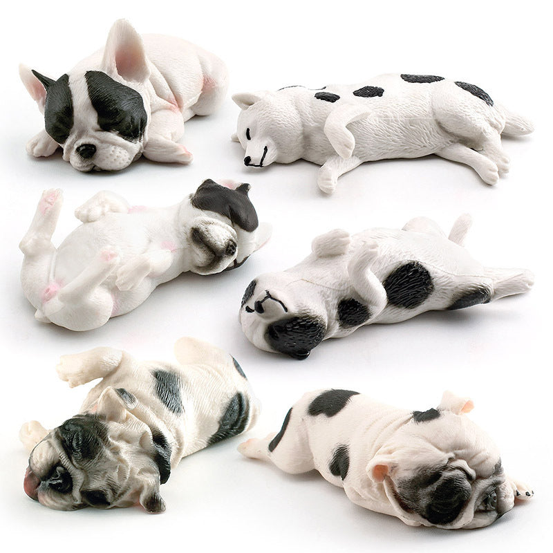 Cross-border Children's Cognitive Simulation Pet Dog Model Sleeping Posture French Bulldog Chai Dog Decorative Ornament Toy